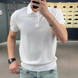 Short-Sleeved T-Shirt Men's Loose Niche Knit 2025 New Summer Personality Casual Simple Collar