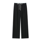 Caught Waist Wide Leg Double-Layered Leisure Trousers 2025 Spring And Summer New Women's Rope High Waist Folding Broad Leg Trousers