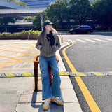 Blue Plus Plus Thickened Narrow Version Of Straight Jeans Women 2025 Autumn And Winter High Waist Thin Loose Long Pants