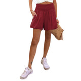 2025 Women's Hot Selling Solid Color High-Waisted Elastic Shorts Tight Waist Wide Leg Slacks