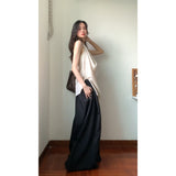 Spice Girls Design Feel Hanging Neck Vest Bare Shoulder Dress Female Summer New Temperament Loose Broad Legs Casual Pants Set