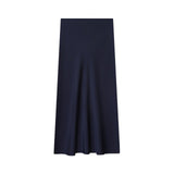 Z2025 New Fashion Temperament Silk Hyssy Texture Simple Straight Fan Flute Skirt 8534855